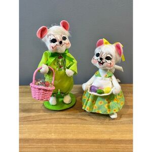 Annalee Spring Easter Egg Gathering boy and girl Mouse 2009 set